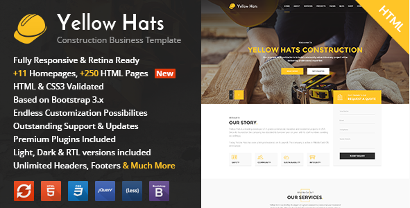 Yellow Hats - Construction, Building & Renovation HTML Template