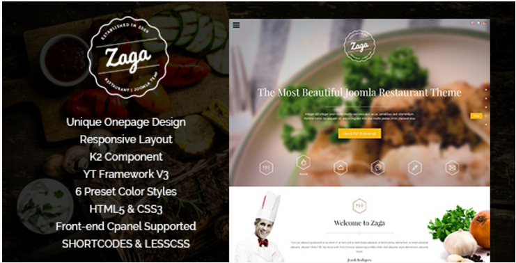 Zaga - Responsive Onepage Restaurant Template