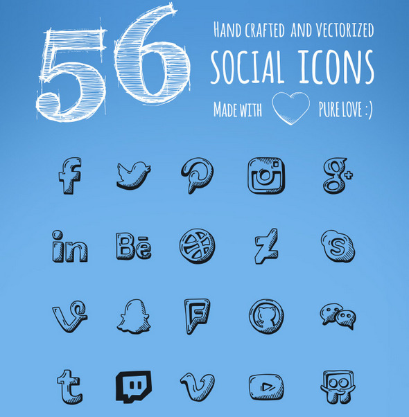 Free Vector PSD Social Media Icon Sets