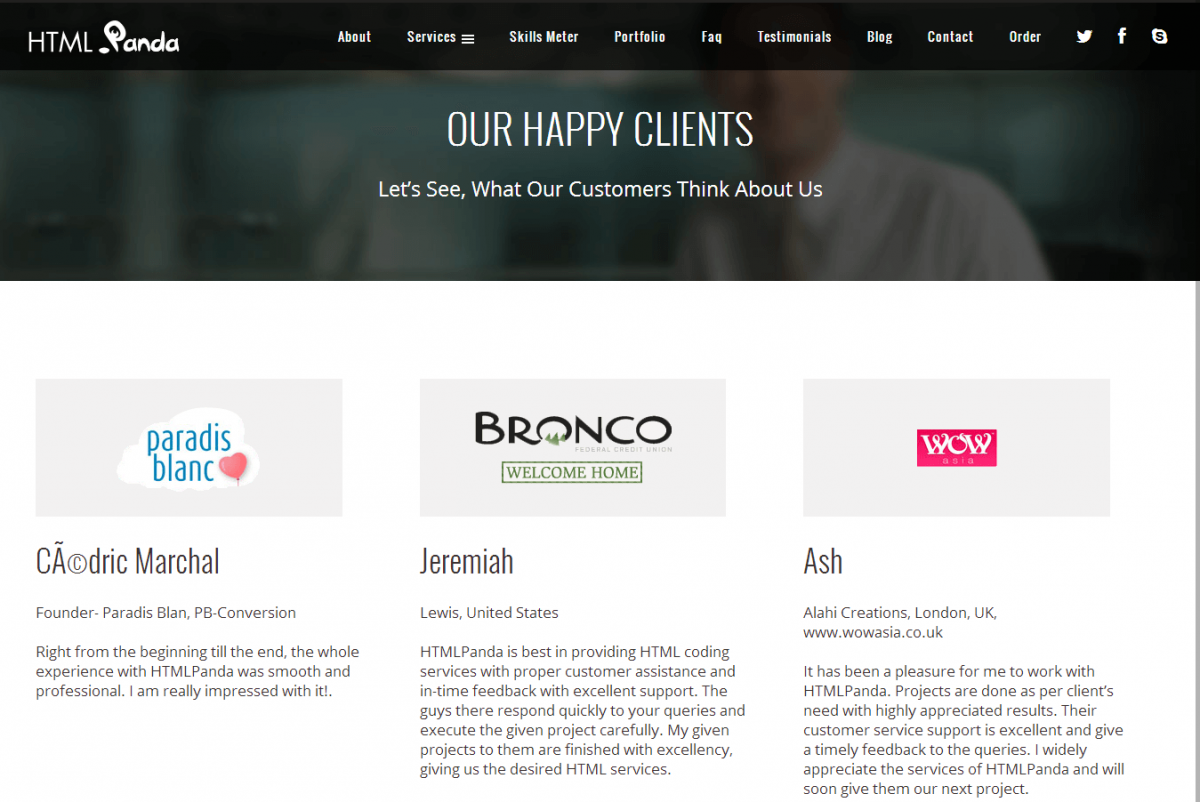 HTMLPanda: Best Testimonial Web Design Examples