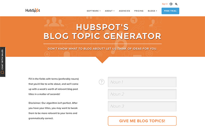 Hubspot’s Blog Topic Generator