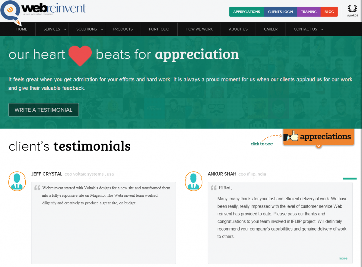WebReinvent: Best Testimonial Web Design Examples