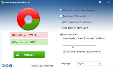 wise memory optimizer not working windows 10