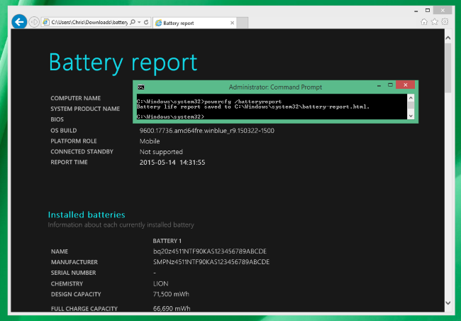 Battery Report in Windows 10
