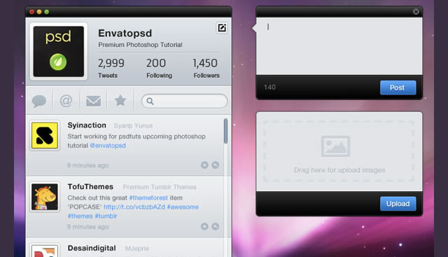 Clean Twitter App Interface in Photoshop