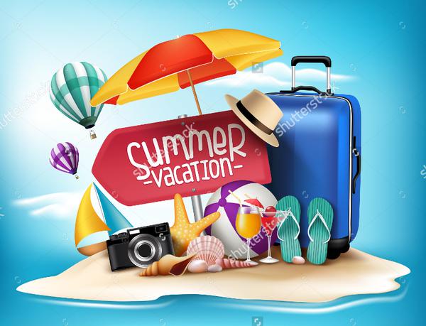 3D Realistic Summer Vacation Poster