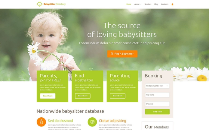 Babysitter Directory WordPress Theme