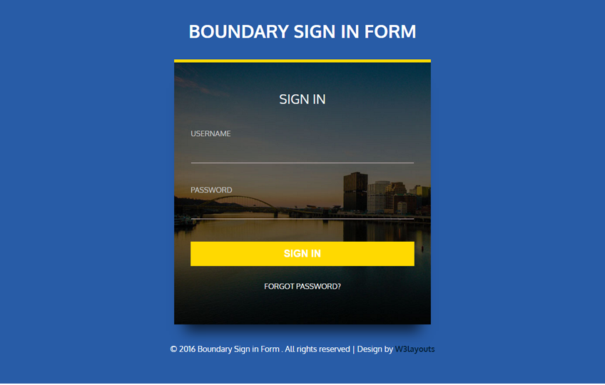 Boundary Sign in Form Flat Responsive Widget Template