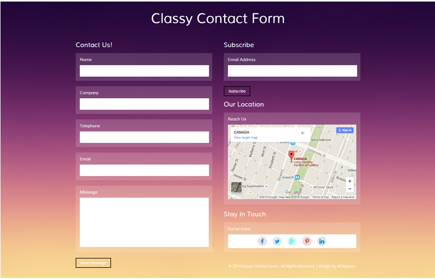 Classy Contact Form a Flat Responsive Widget Template