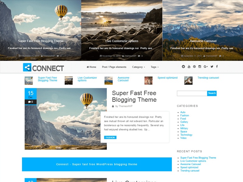 Connect: Free Bootstrap WordPress Themes