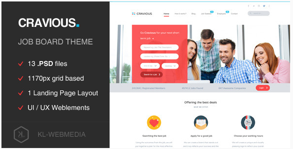 Cravious - Job Portal PSD Template