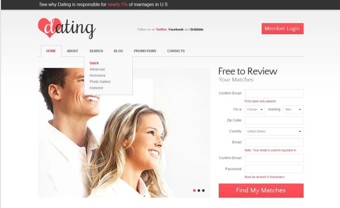 Dating PSD Template