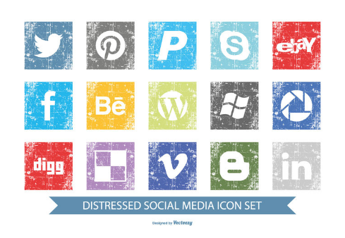 Distressed Social Media Icon Set