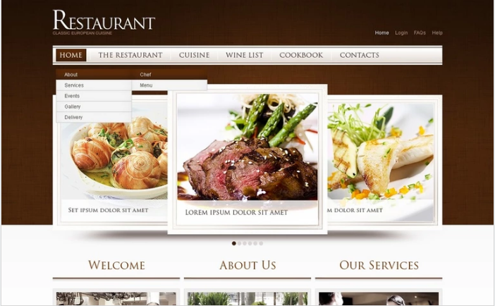 European Restaurant PSD Template