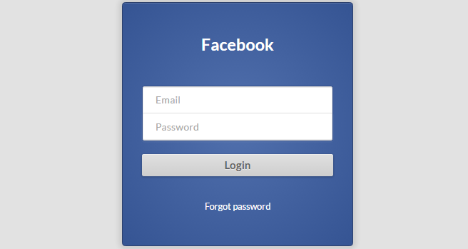 Facebook login form