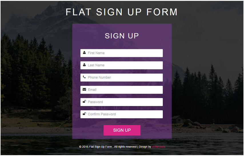 Flat Sign Up Form Responsive Widget Template