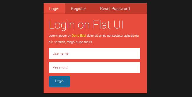 Flat UI Login Form