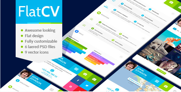 FlatCV - vCard Resume PSD Template