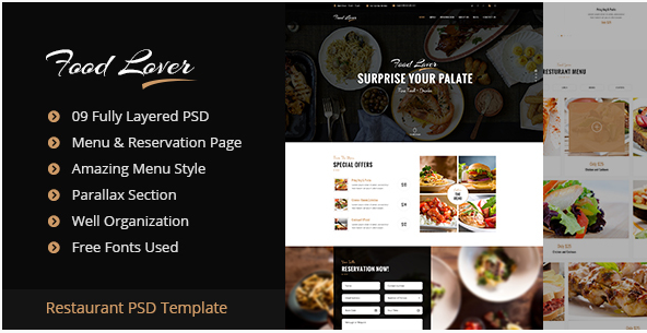 Food Lover Restaurant PSD Template