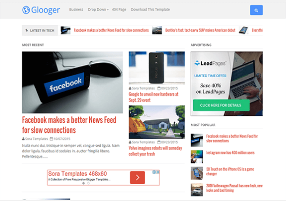 Glooger-Free Blogger Template