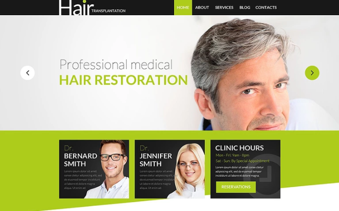 Hair Transplantation: Responsive WordPress Themes