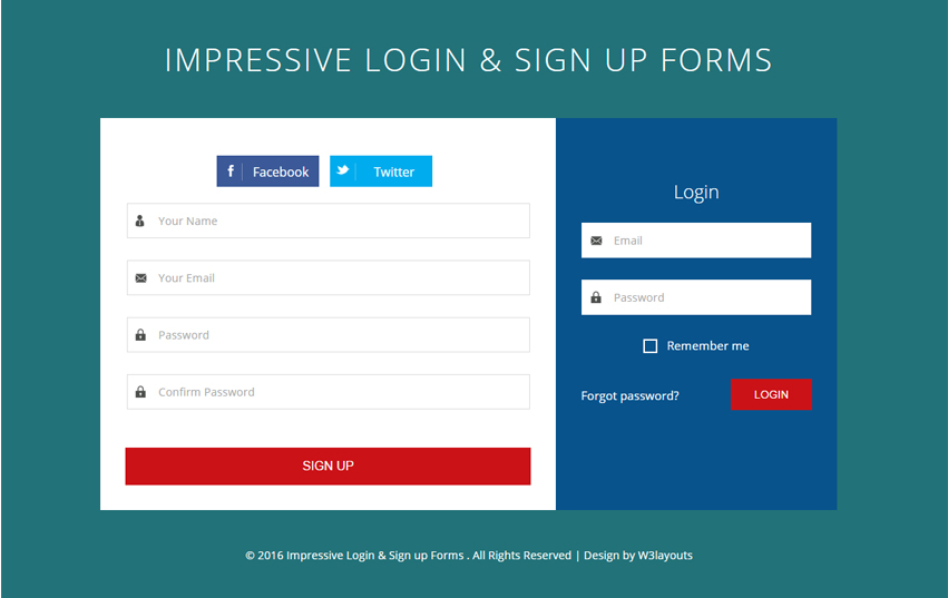 Impressive Login and Sign up Forms Flat Responsive Widget Template