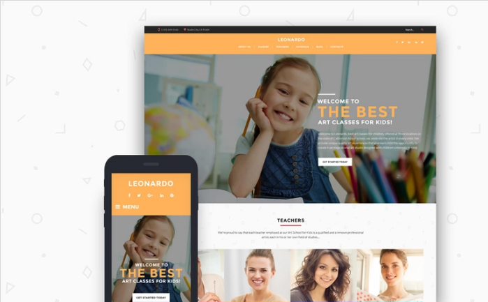 Leonardo Art School for Children: Responsive WordPress Themes