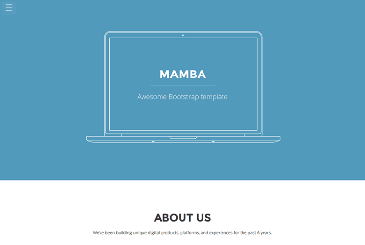 Mamba – One page Bootstrap template for free