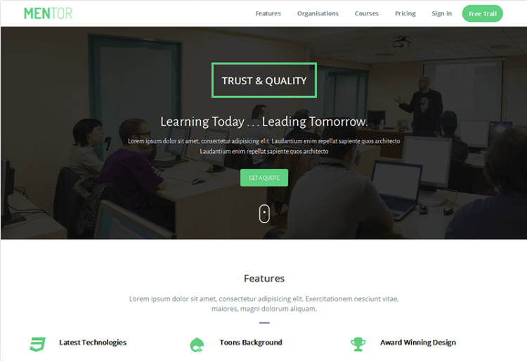 Mentor Free Education Bootstrap