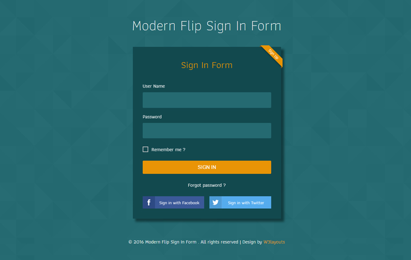 Modern Flip Sign In Form Flat Responsive Widget Template
