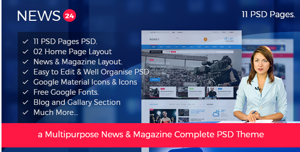 News 24: Magazine PSD Design Templates