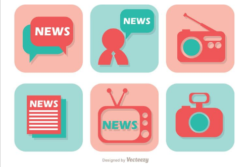 News Media Icons Vector