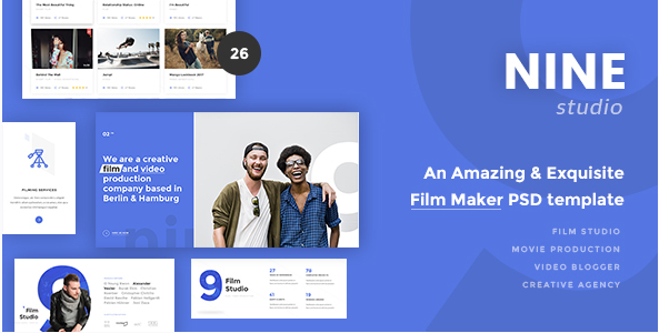 Nine Studio - An Amazing & Exquisite Film Maker PSD Template