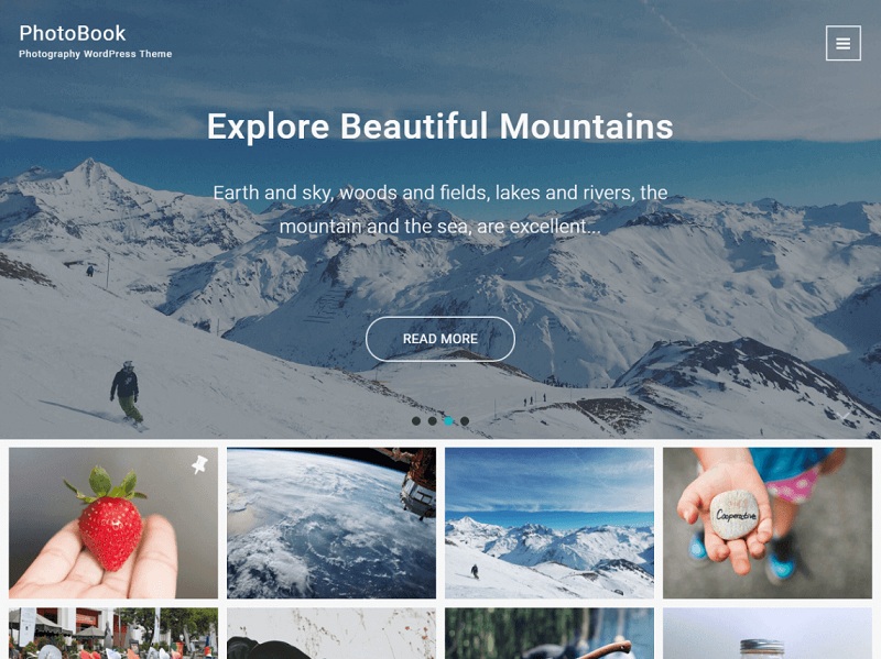 PhotoBook: Free Bootstrap WordPress Themes