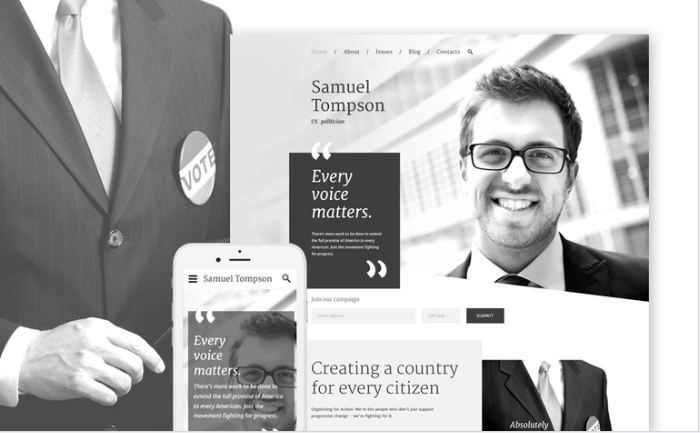 Political Candidate Responsive Website Template