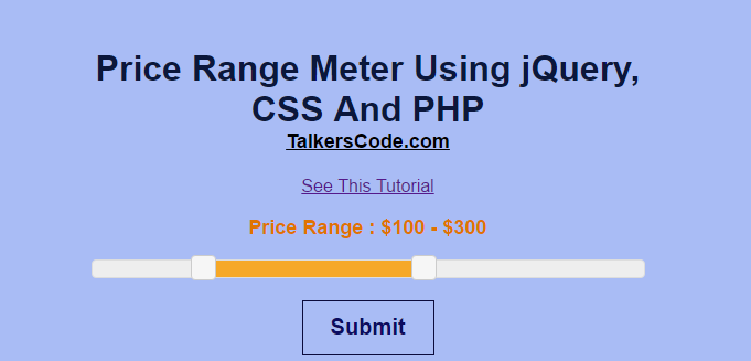 Price Range Slider Using jQuery & PHP