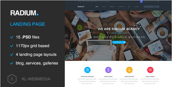 Radium - Creative Landing Page PSD Template