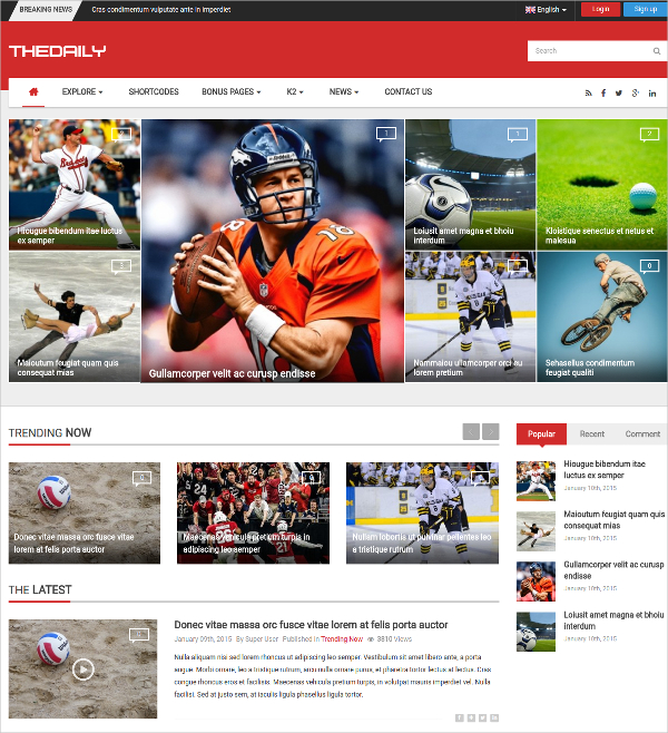 Responsive Sports News Portal Joomla Template