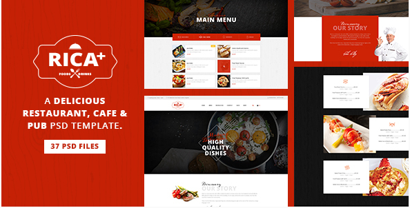 Rica Plus - A Delicious Restaurant, Cafe & Pub PSD Template