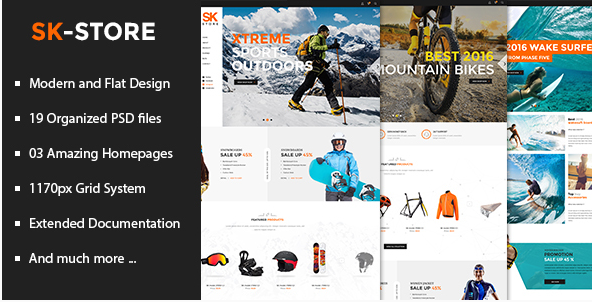 SK Store - Unique Shop PSD Template for Sport and Athletes