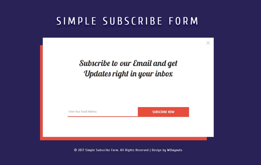 Simple Subscribe Form Responsive Widget Template