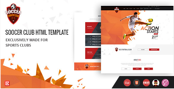 Soccer Club: HTML5 Website Templates