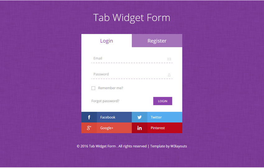 Tab Widget - Free HTML5 Form Templates