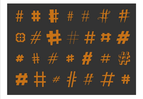Various Hashtag Vectors Set