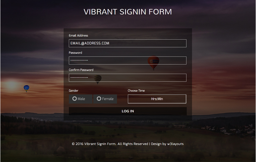 Vibrant Signin Form Flat Responsive widget Template