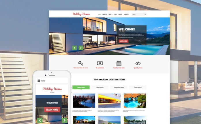 Holiday Homes - Real Estate & Rental Services Joomla Template