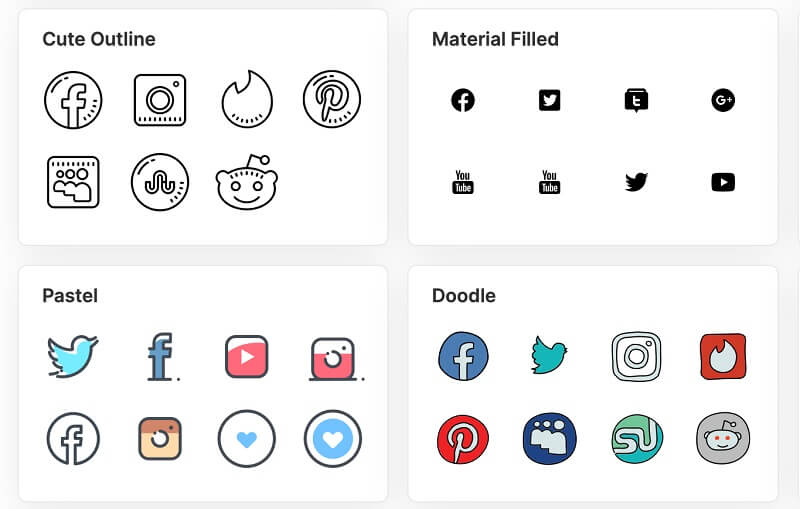 Free social media icons set by Icons8