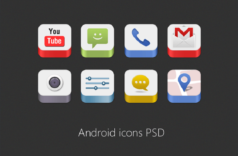 Android Icons PSD for Free Download