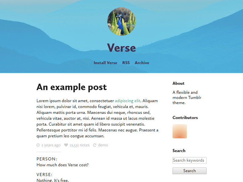 Verse: Free Tumblr Themes