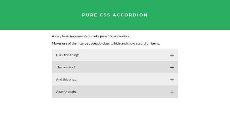 Basic pure CSS accordion